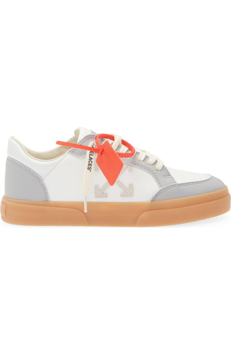 Off-White Low Vulcanized Leather Sneaker, Alternate, color, White - Light Blue