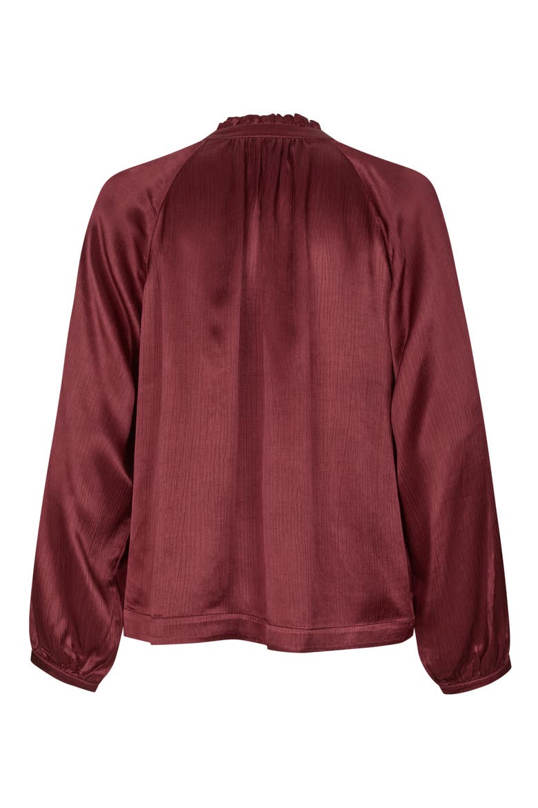 Maberonix Tie Ruffle Neck Blouse, Alternate, color, Tawny Port