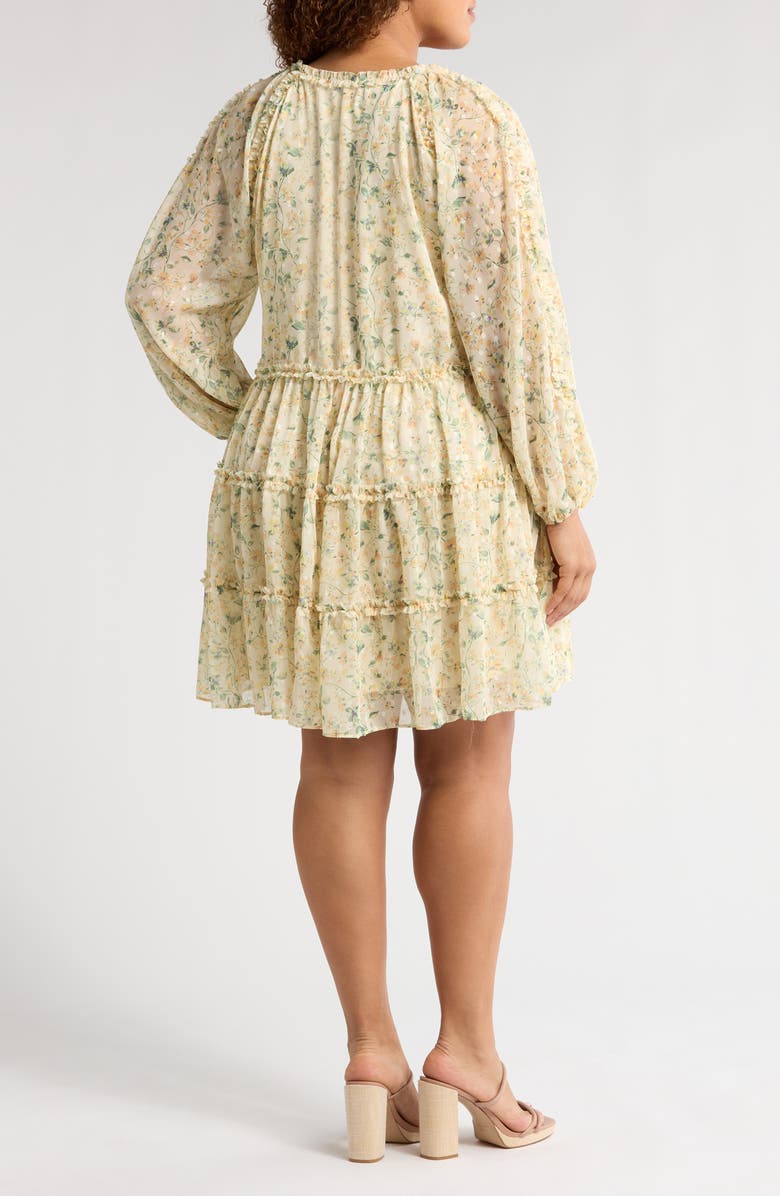 Chelsea28 Floral Print Ruffle Long Sleeve Chiffon Dress, Alternate, color, Yellow Floral