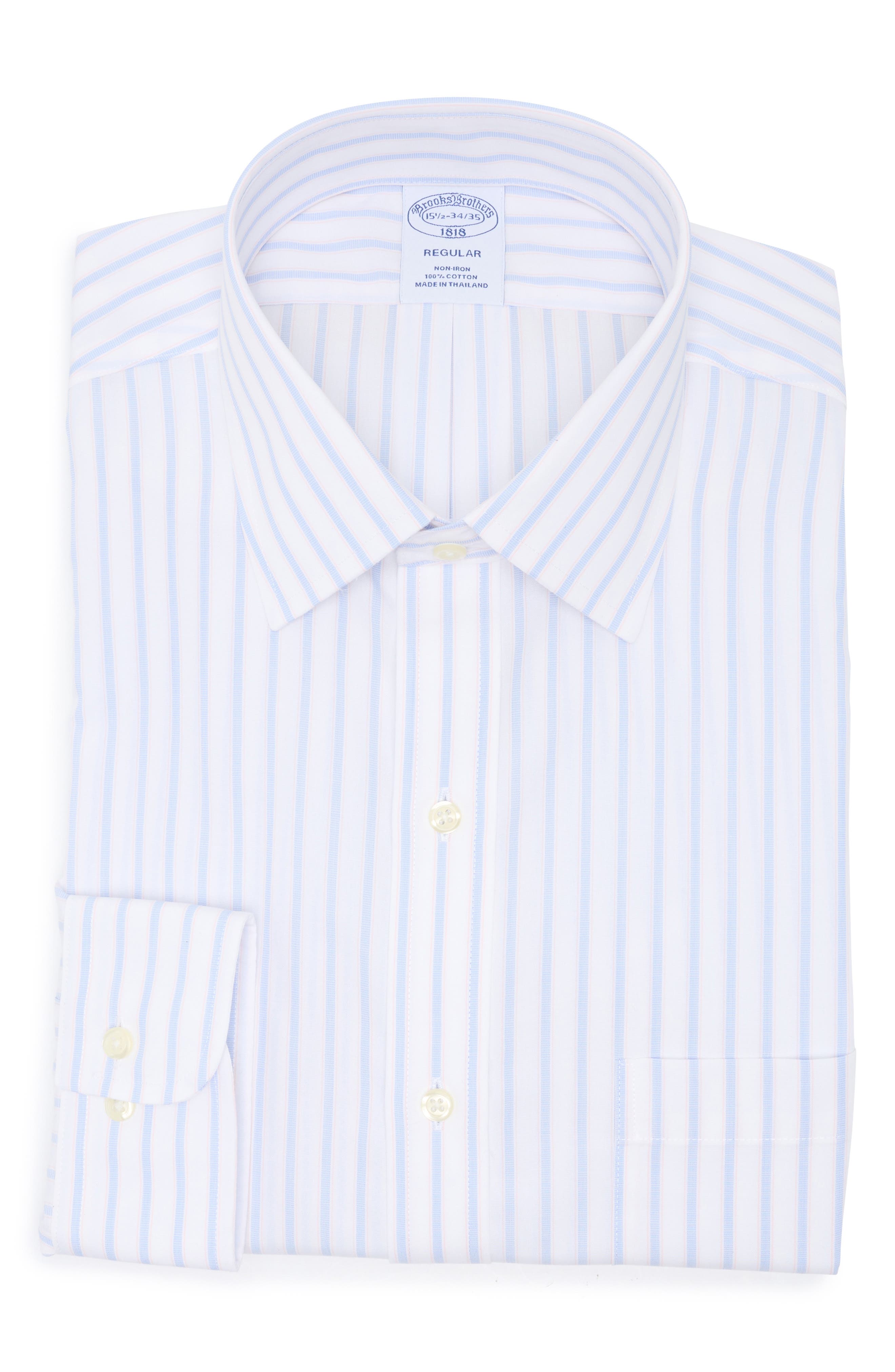 Brooks Brothers Regular Fit Stripe Non-Iron Cotton Button-Down Shirt