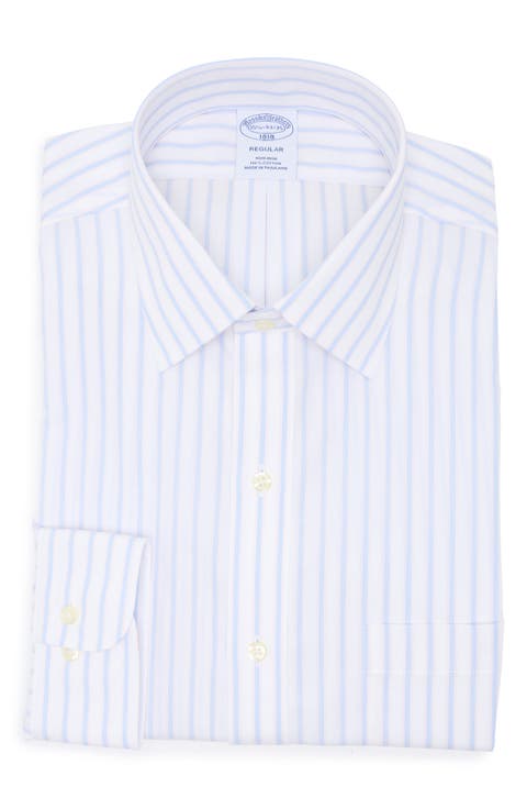 Regular Fit Stripe Non-Iron Cotton Button-Down Shirt