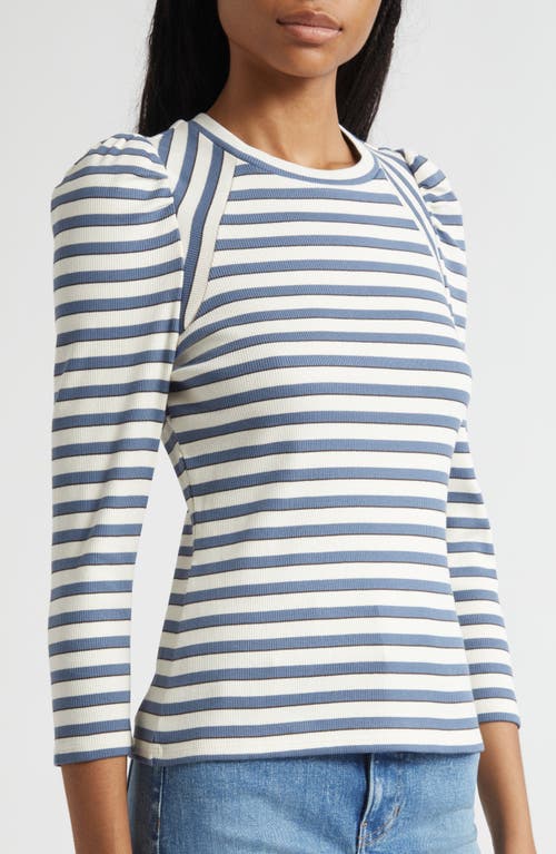 Veronica Beard Delano Stripe Raglan Sleeve Top In Blue