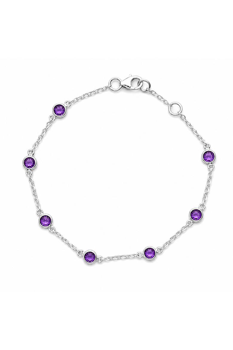February Birthstone Bracelet Amethyst, Main, color, Silver
