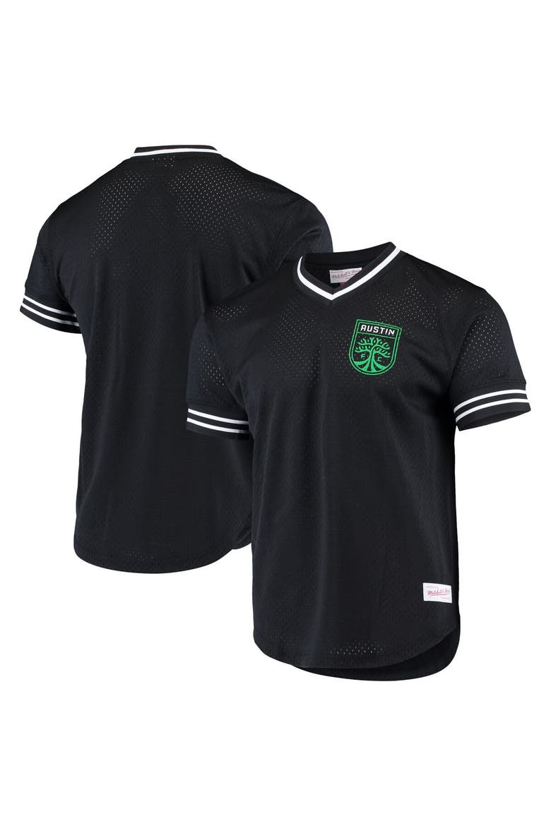 Men's Mitchell & Ness Black Austin FC Mesh V-Neck T-Shirt, Main, color, Black