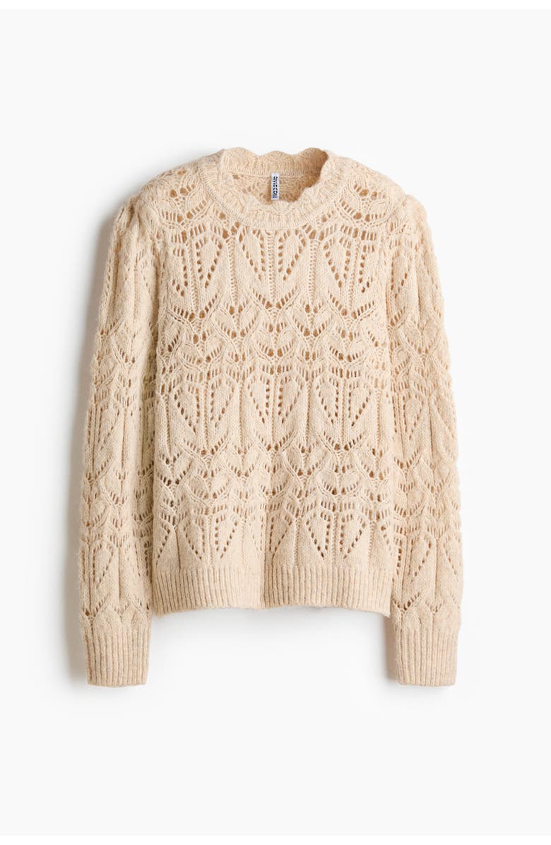H&M Pointelle-knit Jumper, Main, color, Light Beige