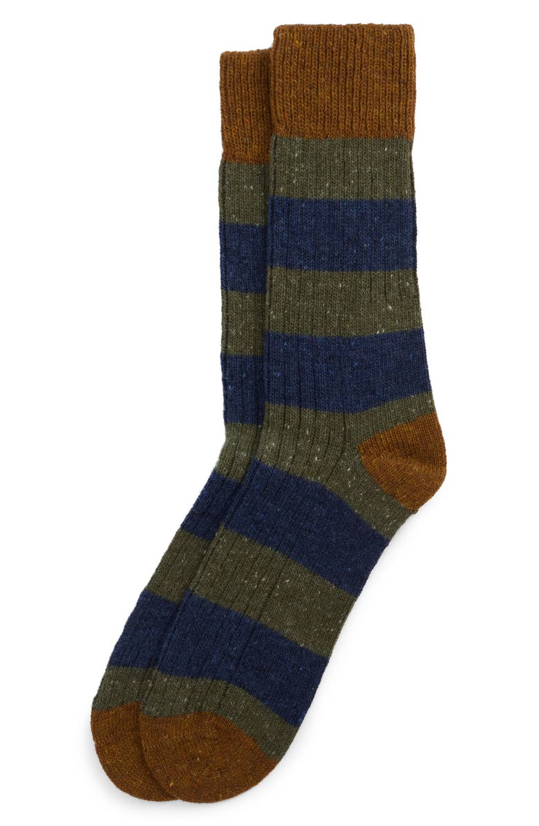 Barbour Houghton Stripe Wool Blend Socks, Main, color, Thyme