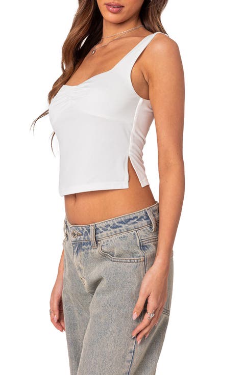 Marigold Side Slit Crop Tank