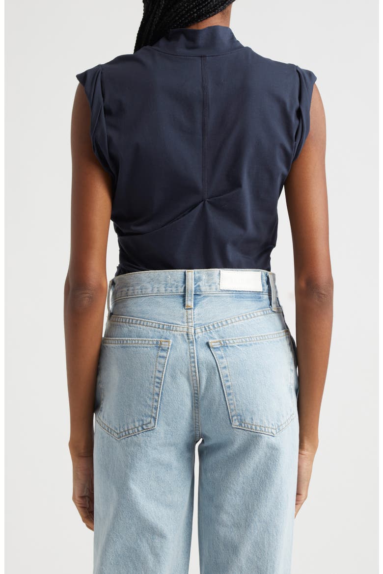 Draped Mock Neck Sleeveless Top, Alternate, color, MIDNIGHT