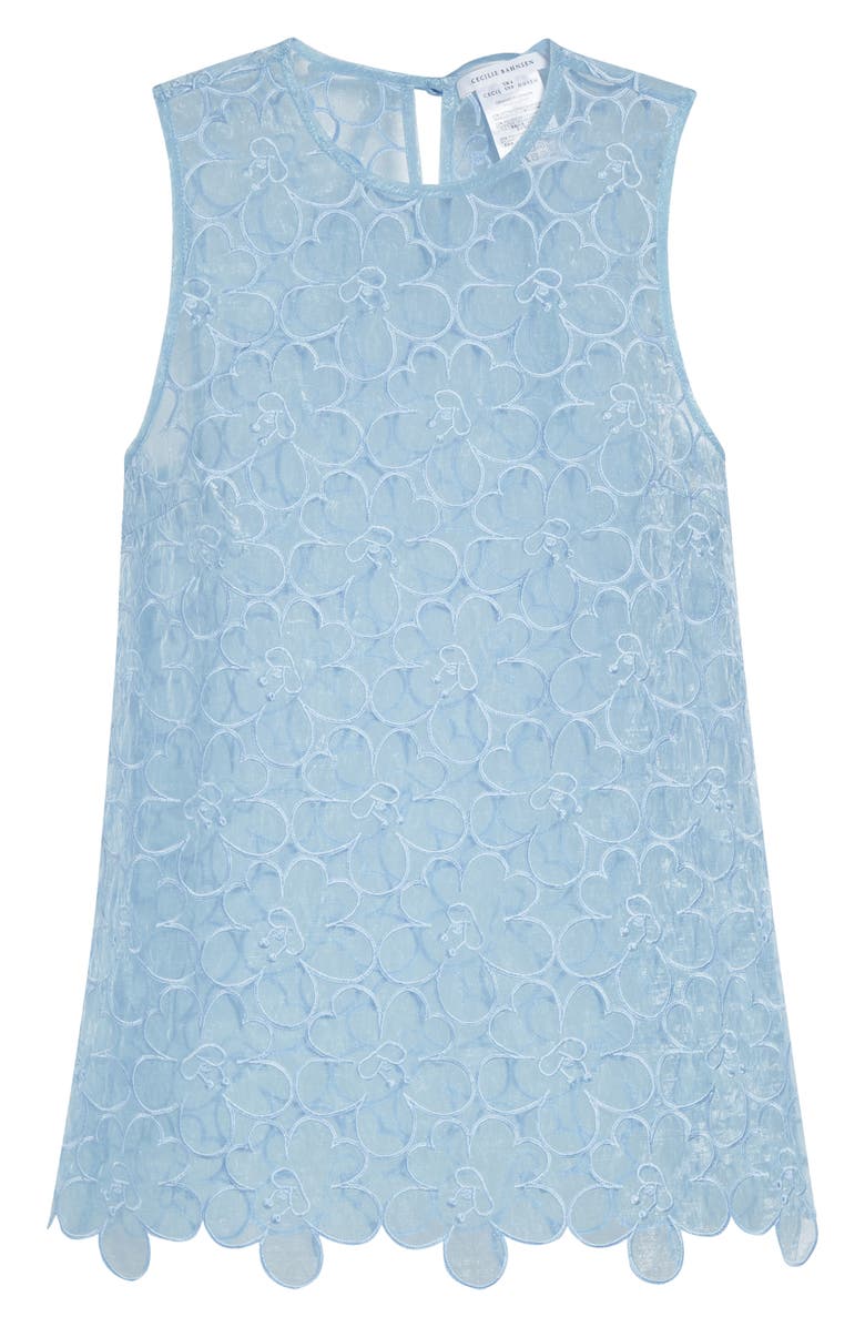 Cecilie Bahnsen Cerise Floral Embroidered Organza Top, Main, color, Light Blue Felicia Embroidery