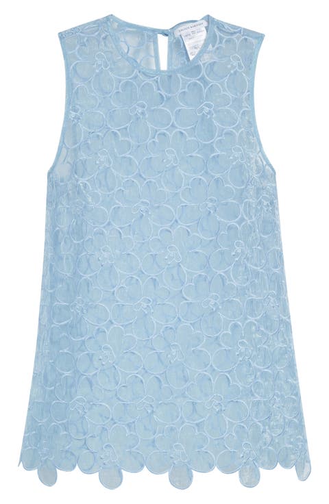 Cerise Floral Embroidered Organza Top