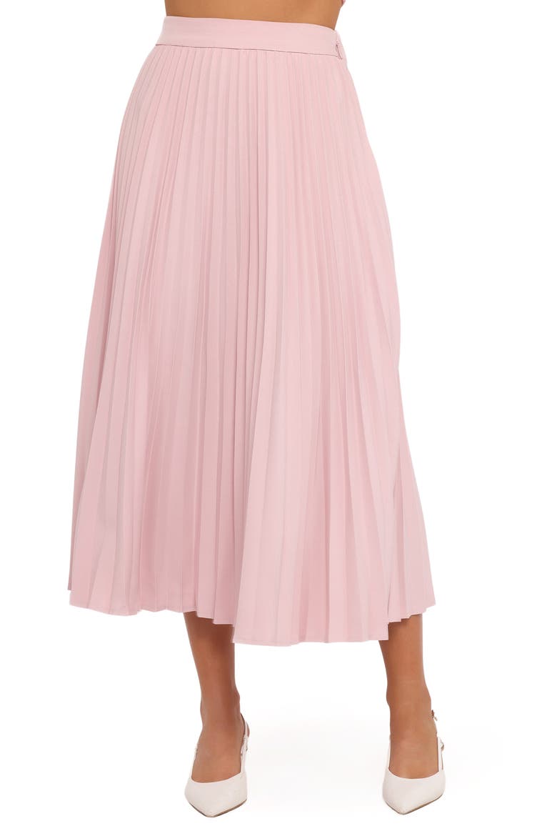 Liliana Pleated High Waist Midi Skirt, Main, color, PINK