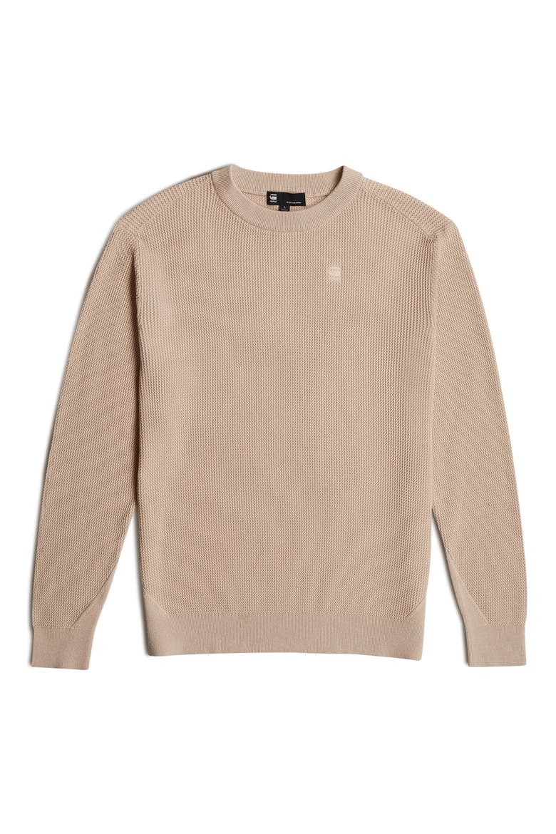 Serrated Organic Cotton Crewneck Sweater, Alternate, color, LINEN
