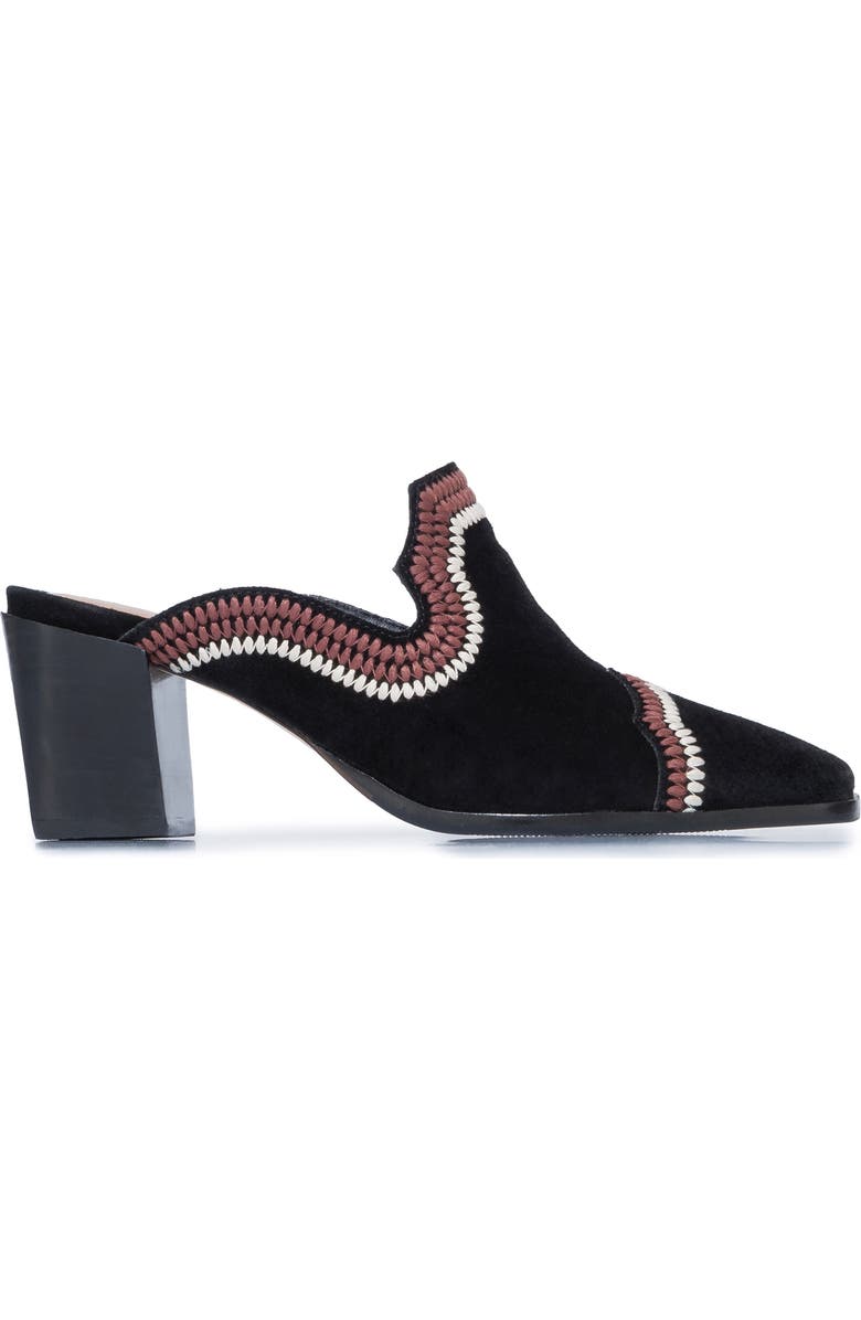 Bernardo Footwear Brooklyn Embroidered Mule, Alternate, color, Black Split Suede