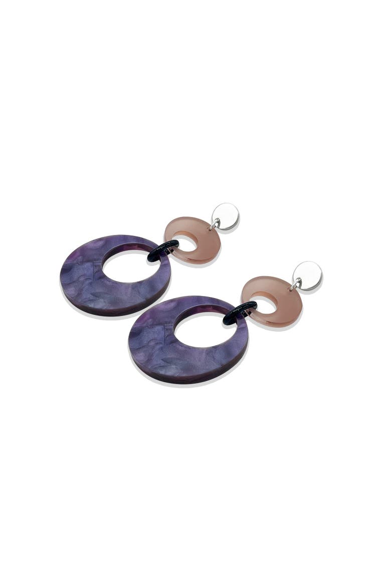 Swinging Circle Drop Earrings, Alternate, color, Amethyst Pearl & Champagne