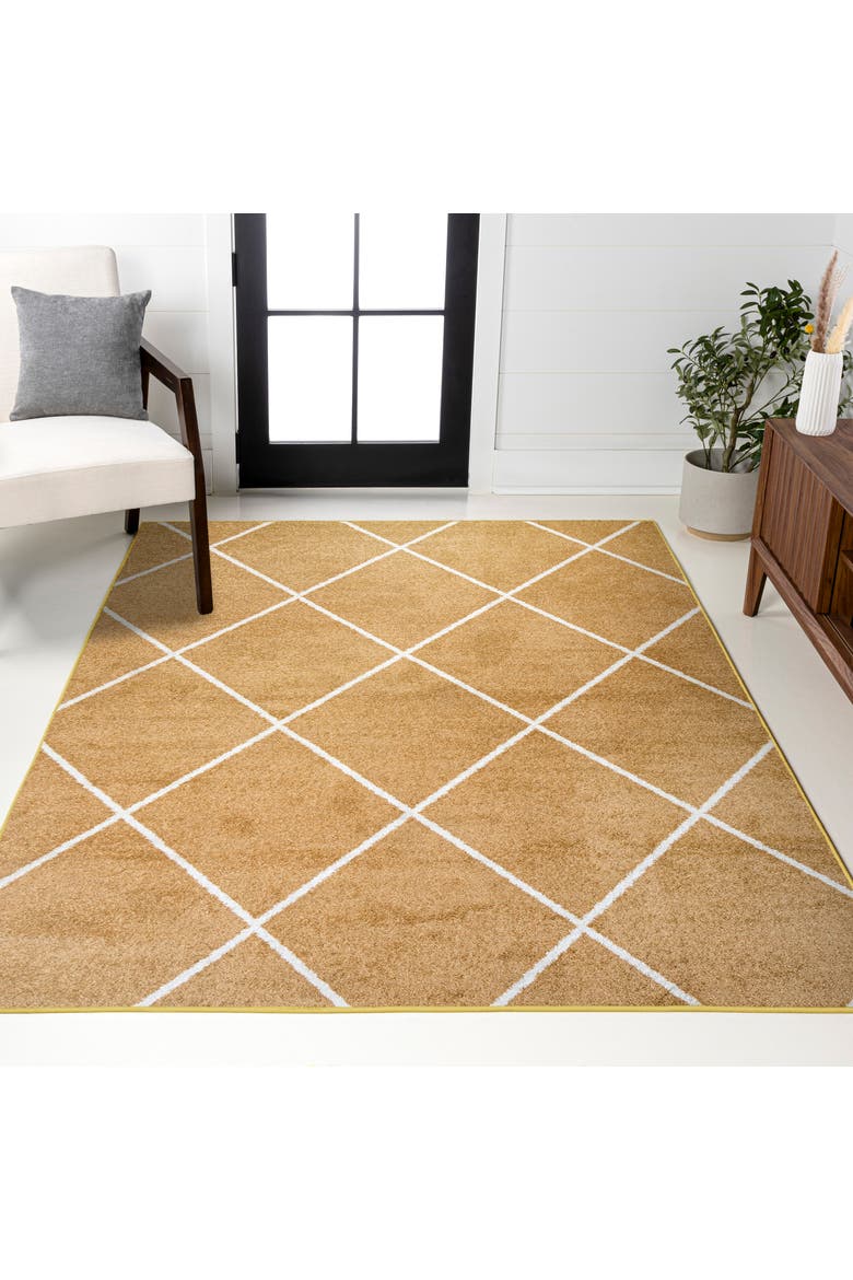 Cole Minimalist Diamond Trellis Area Rug, Alternate, color, Gold/White