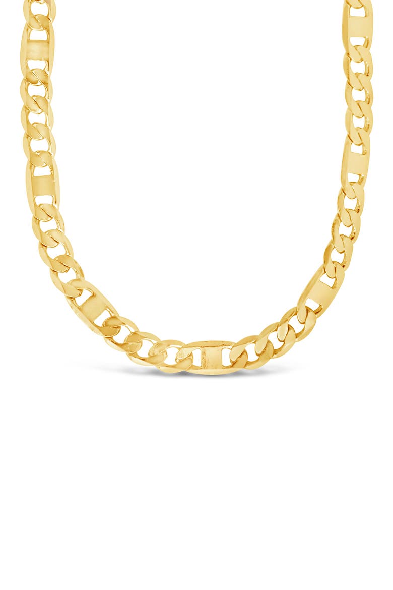 14K Yellow Gold Plated Mixed Mariner Chain Necklace, Alternate, color, GOLD