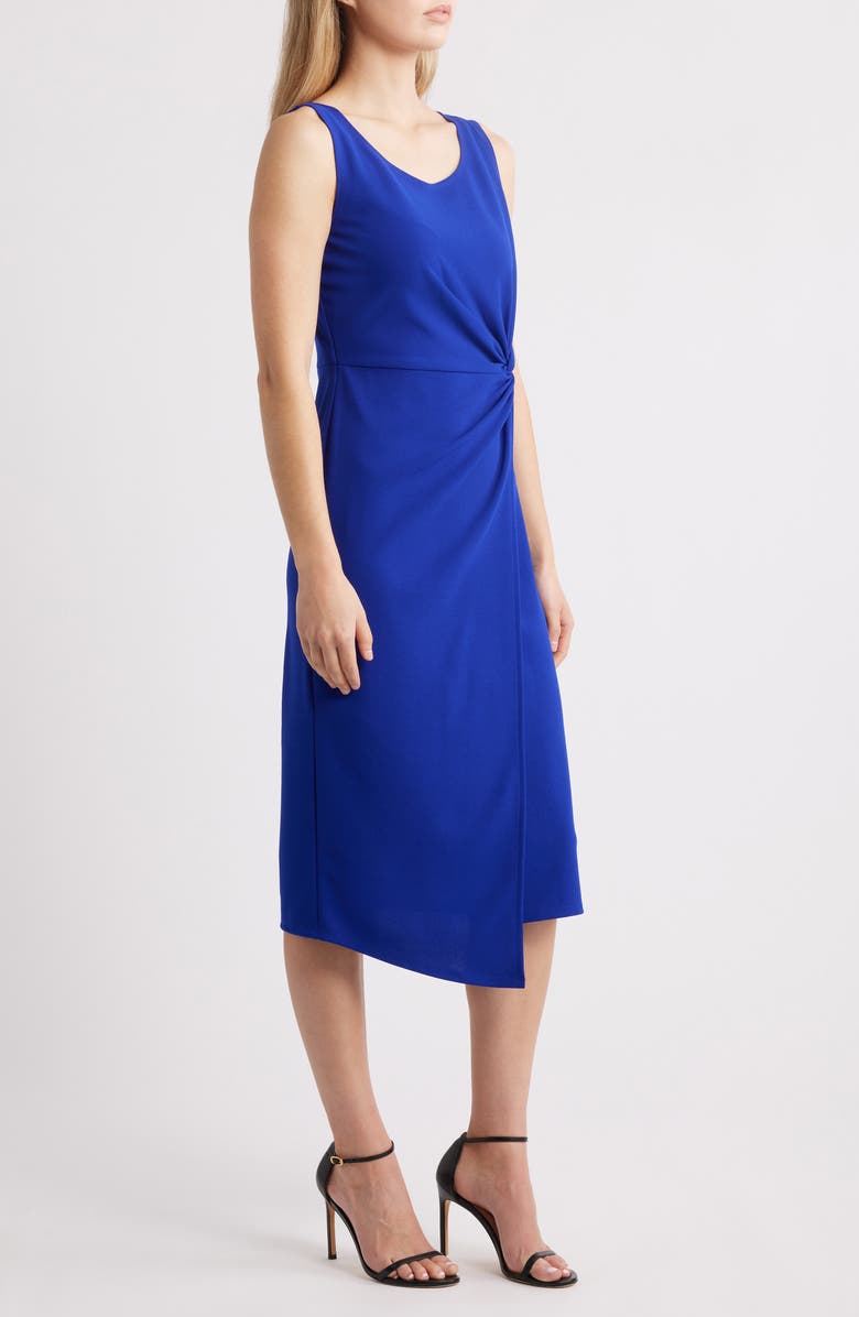 Connected Apparel Side Knot Sleeveless Sheath Midi Dress, Alternate, color, Deep Cobalt