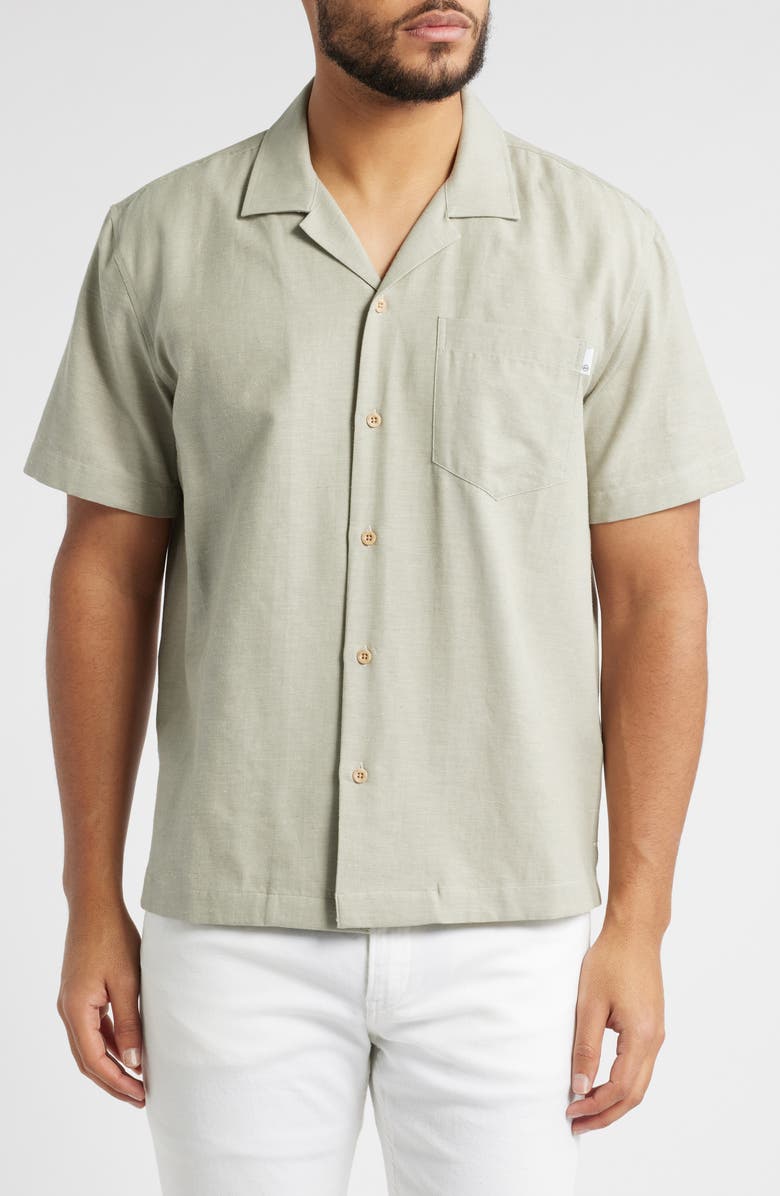 AG Foster Cotton Blend Camp Shirt, Main, color, Dried Bay Leaf