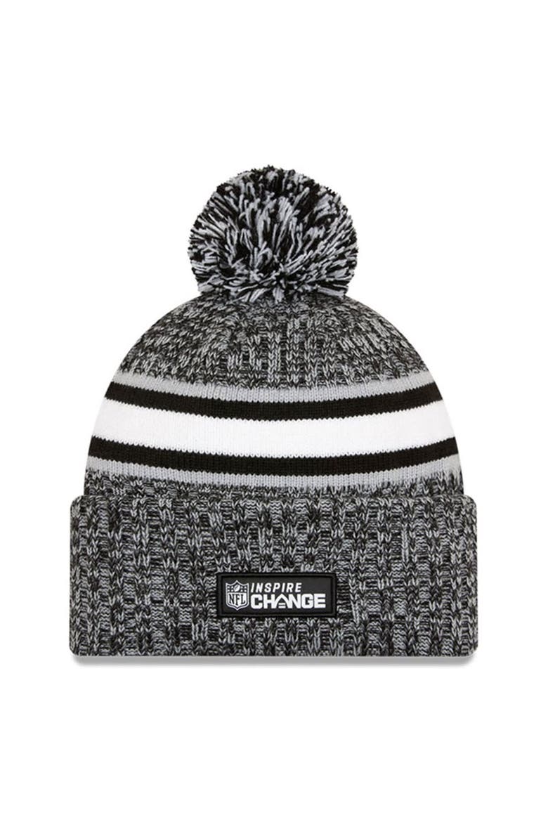 Men's New Era Heather Black Dallas Cowboys 2023 Inspire Change Cuffed Knit Hat With Pom, Alternate, color, Heather Black