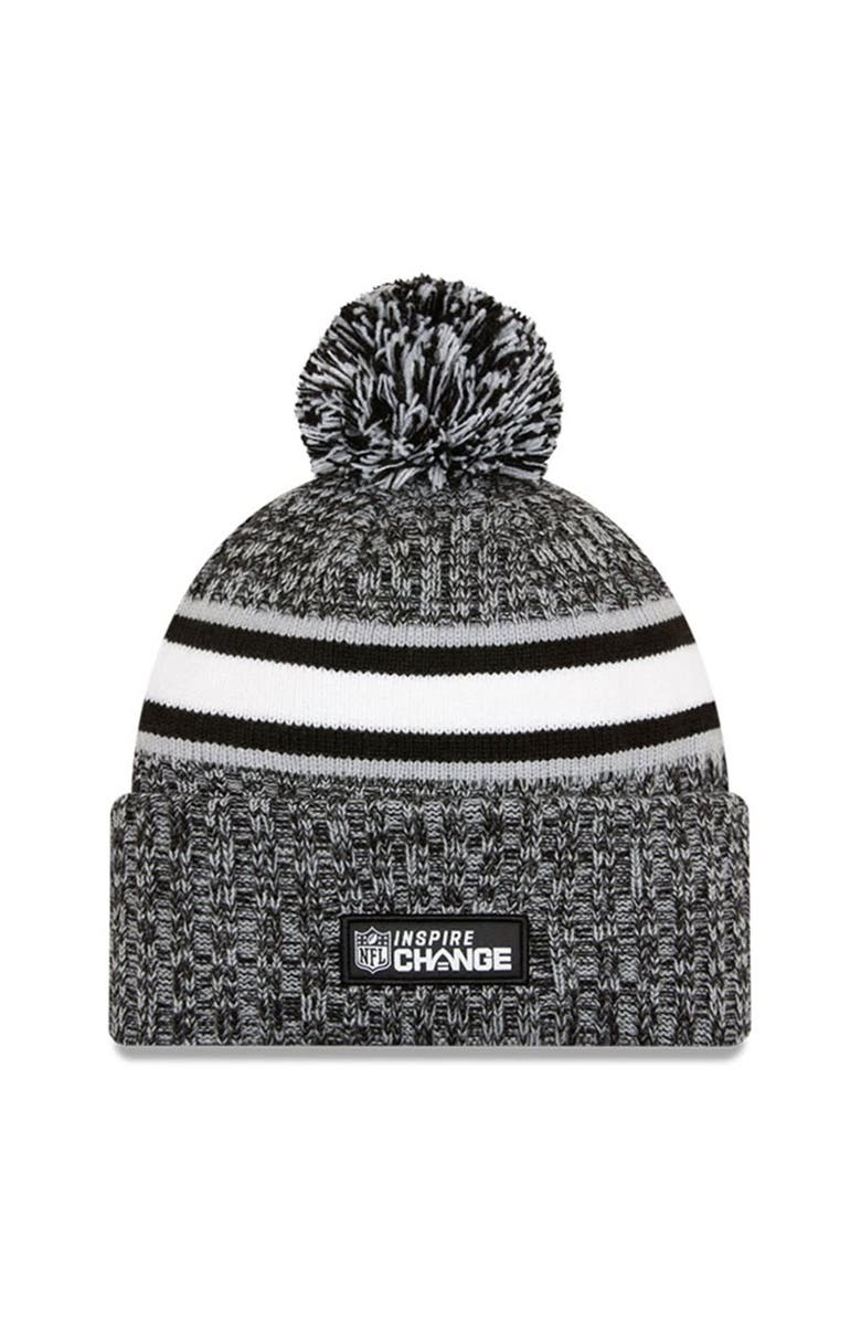 New Era Men's New Era Heather Black Dallas Cowboys 2023 Inspire Change Cuffed Knit Hat With Pom, Alternate, color,