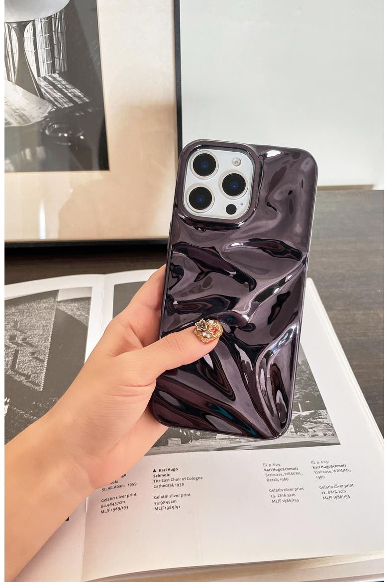 Black Crinkle iPhone 16 Pro Case, Alternate, color, BLACK