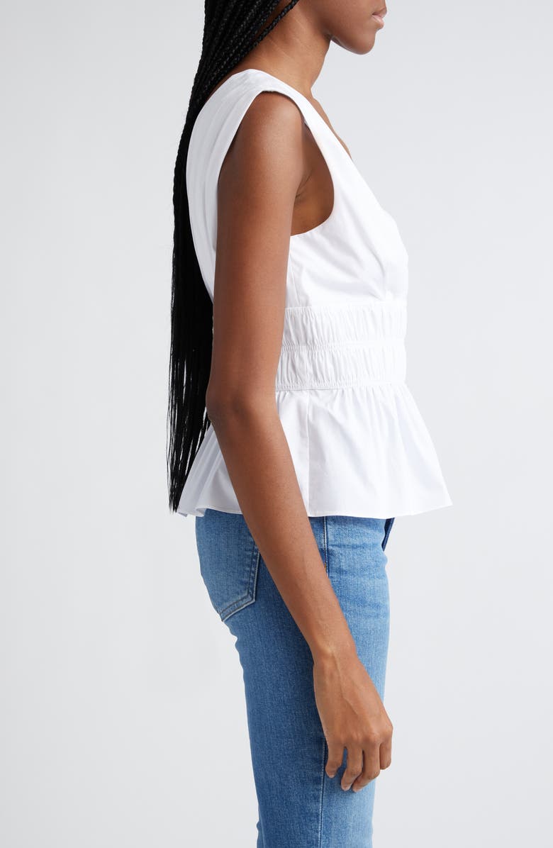 Veronica Beard Evra Sleeveless Smock Waist Peplum Top, Alternate, color, White