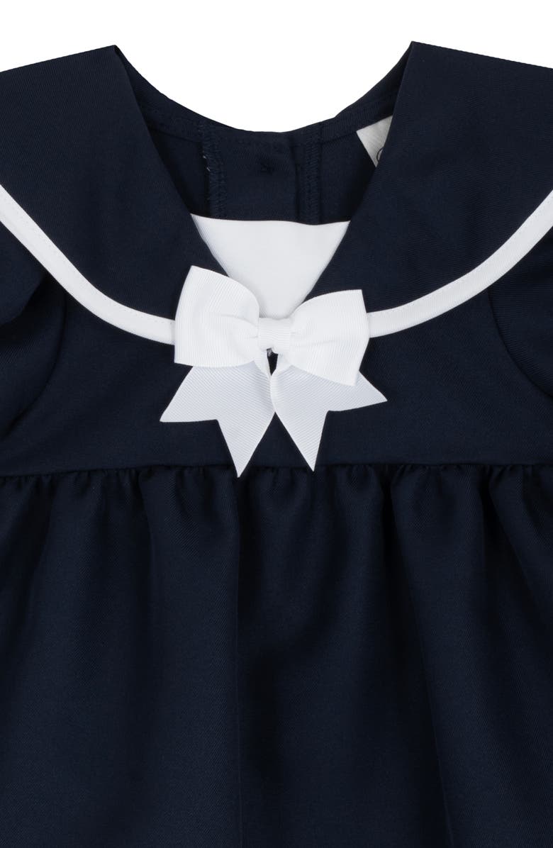 Rare Editions Collared Nautical Dress, Cap & Bloomers Set, Alternate, color, Navy