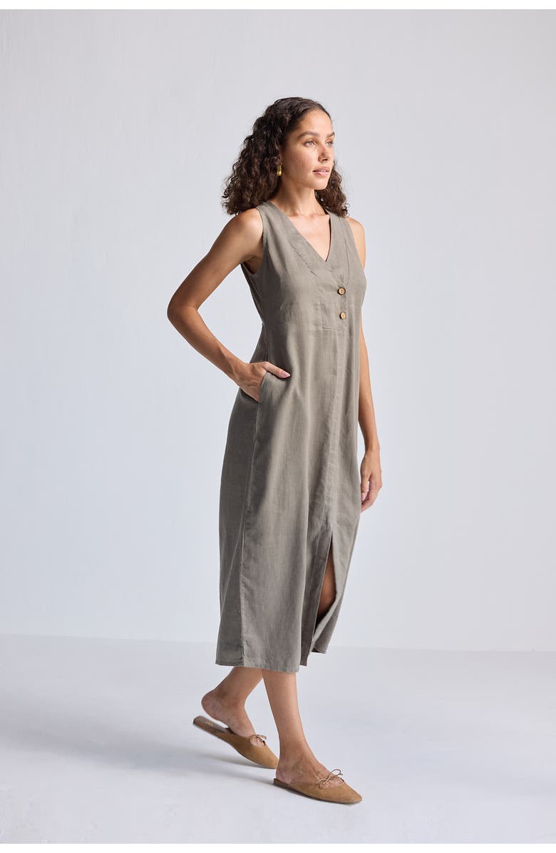 Reistor Straight Dress with Front Slit, Alternate, color, Dark Green