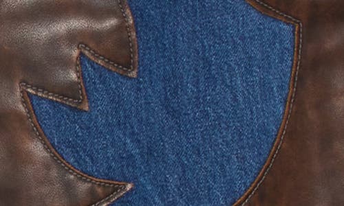 Mother The Saloon Faux Leather Patchwork Jeans In Blue