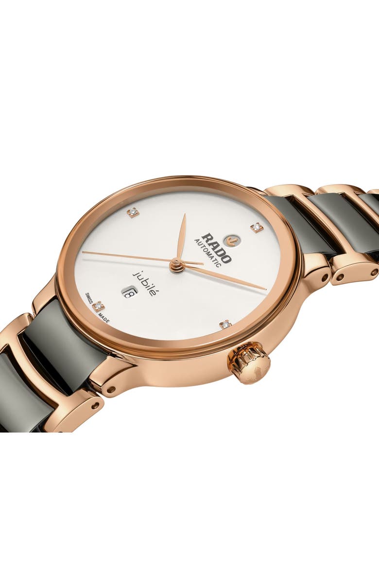 RADO Centrix Automatic Diamond Ceramic Bracelet Watch, 30.5m, Alternate, color, 
