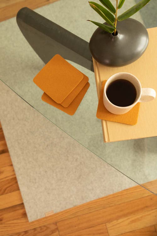 Graf & Lantz Graf Lantz Bierfilzl Merino Wool Square Coaster Multi 4 Pack In Turmeric