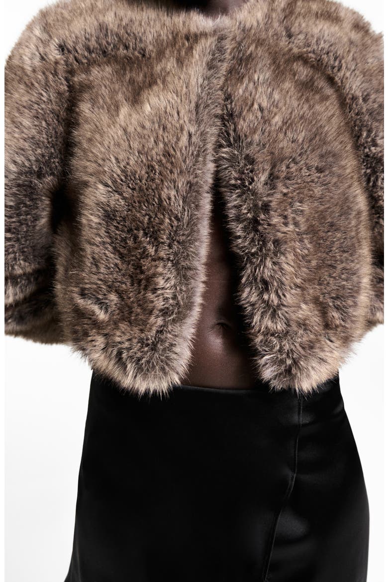Boleta Faux Fur Crop Jacket, Alternate, color, BEIGE