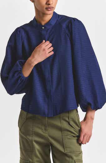 Derek Lam 10 Crosby Dianna Mini Grid Georgette Button-Up Top