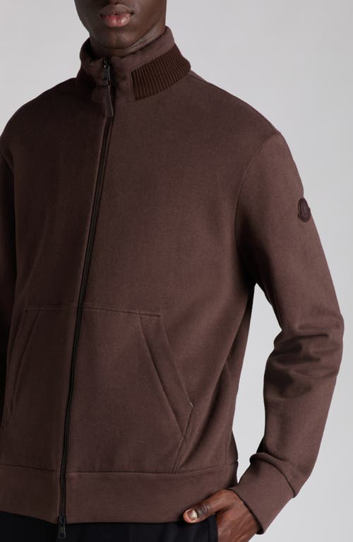 Moncler Cotton And Cashmere Zip-up Sweatshirt In Burgundy