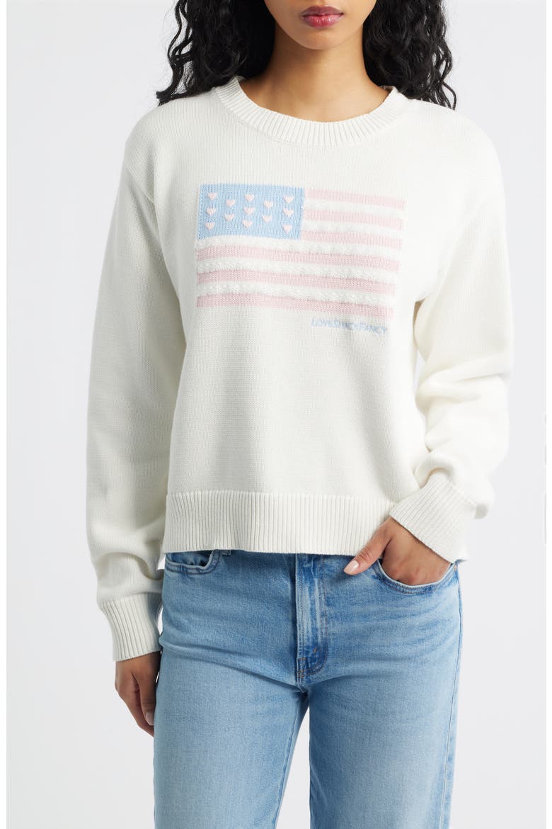 Ty Intarsia Flag Cotton Crewneck Sweater, Main, color, IVORY DREAMS
