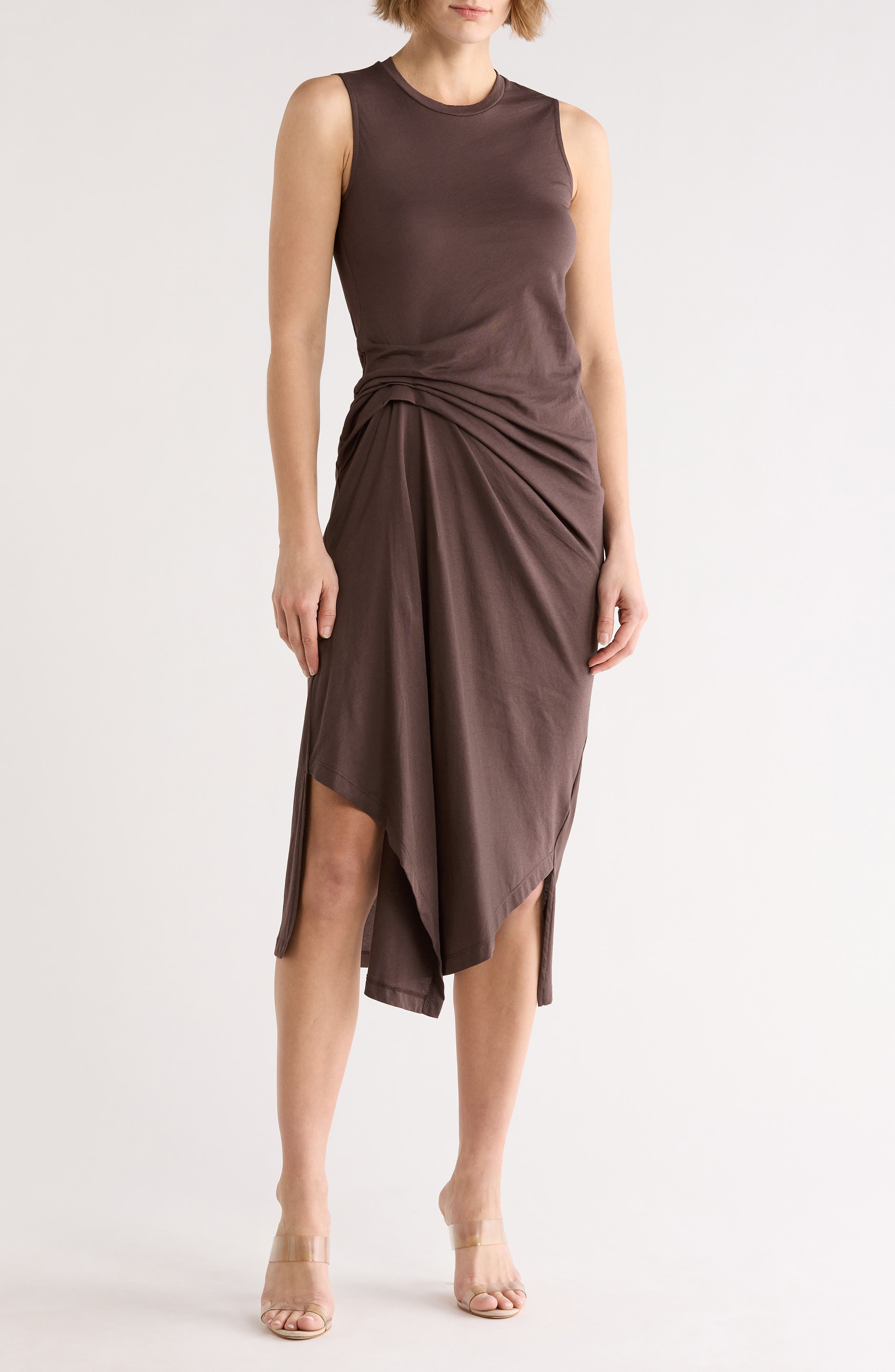 AllSaints Rivi Draped Midi Dress