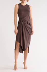 AllSaints Rivi Draped Midi Dress