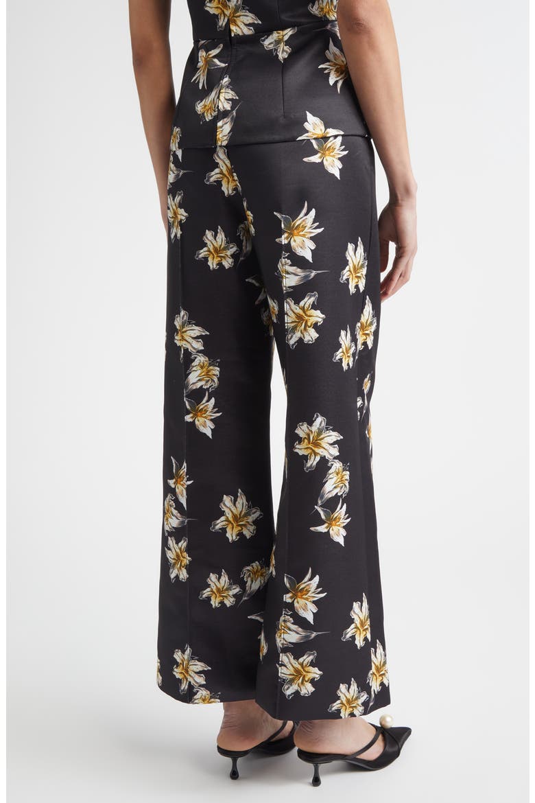 Daffy Floral Faille Wide Leg Pants, Alternate, color, FESTIVE LILIES BLACK YELLOW