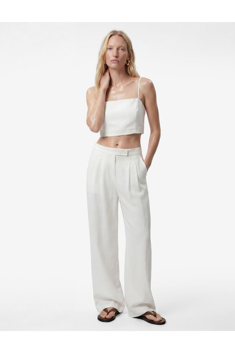 Linen Blend Mid Rise Tailored Wide Leg Pants, Alternate, color, ECRU