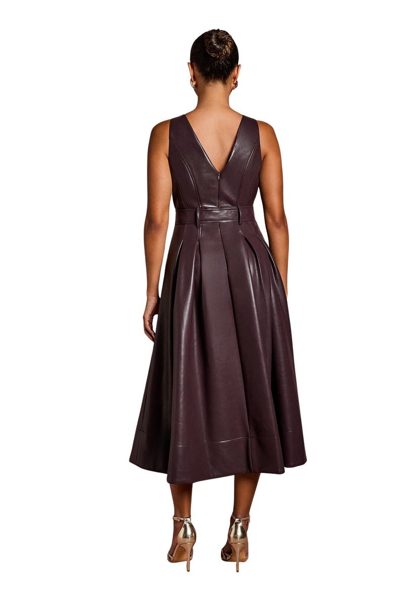 Coast Petite V-Neck Sleeveless Dress, Alternate, color, Oxblood