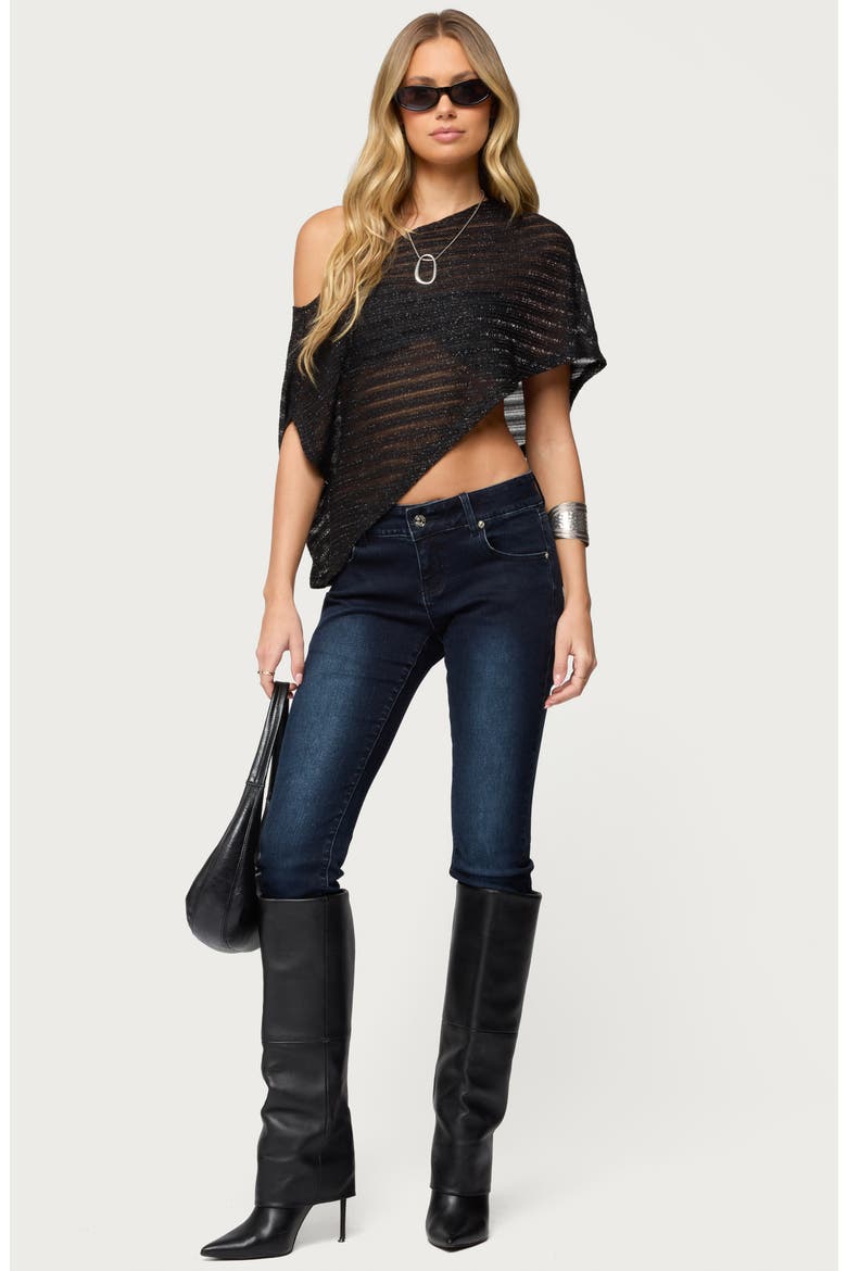 Loma Metallic Asymmetric One-Shoulder Top, Alternate, color, BLACK