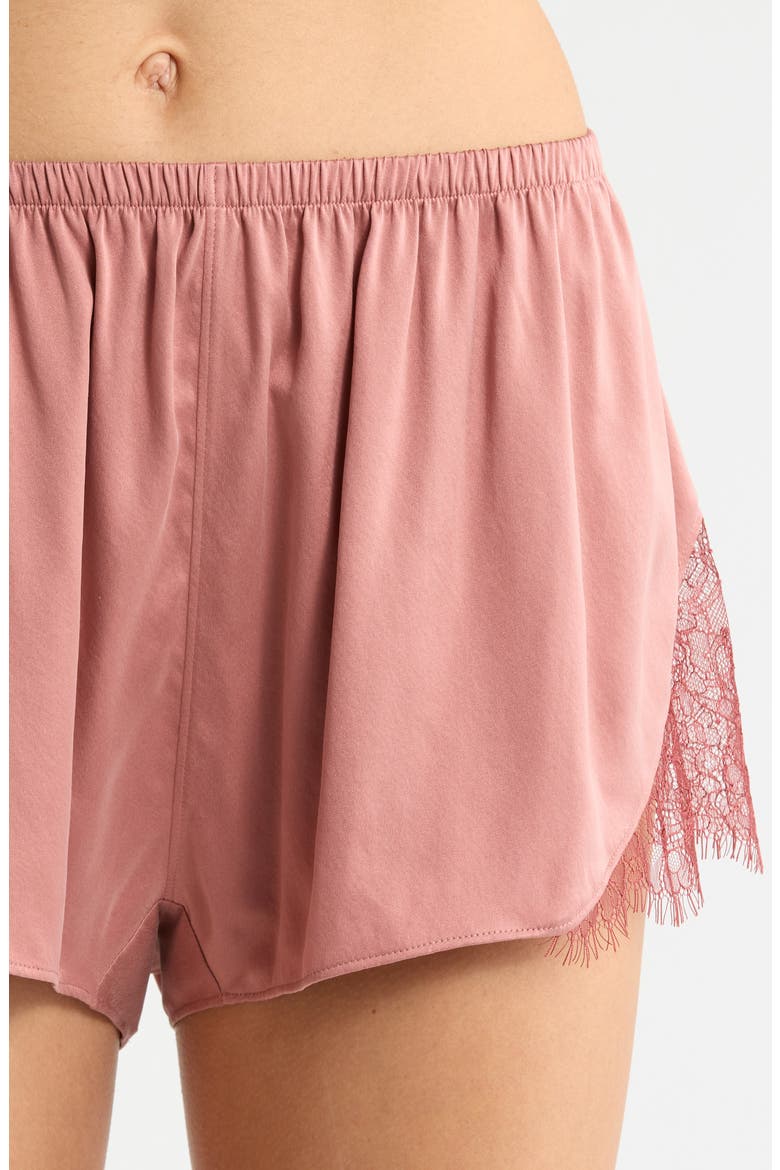 Lace Trim Washable Silk Short Pajamas, Alternate, color, BRAMBLED BLUSH/ MULLED MAPLE