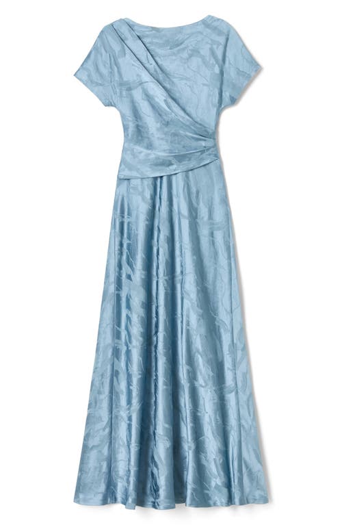 Shop Lafayette 148 New York Gesture Drape Front Jacquard Gown In Paper Blue