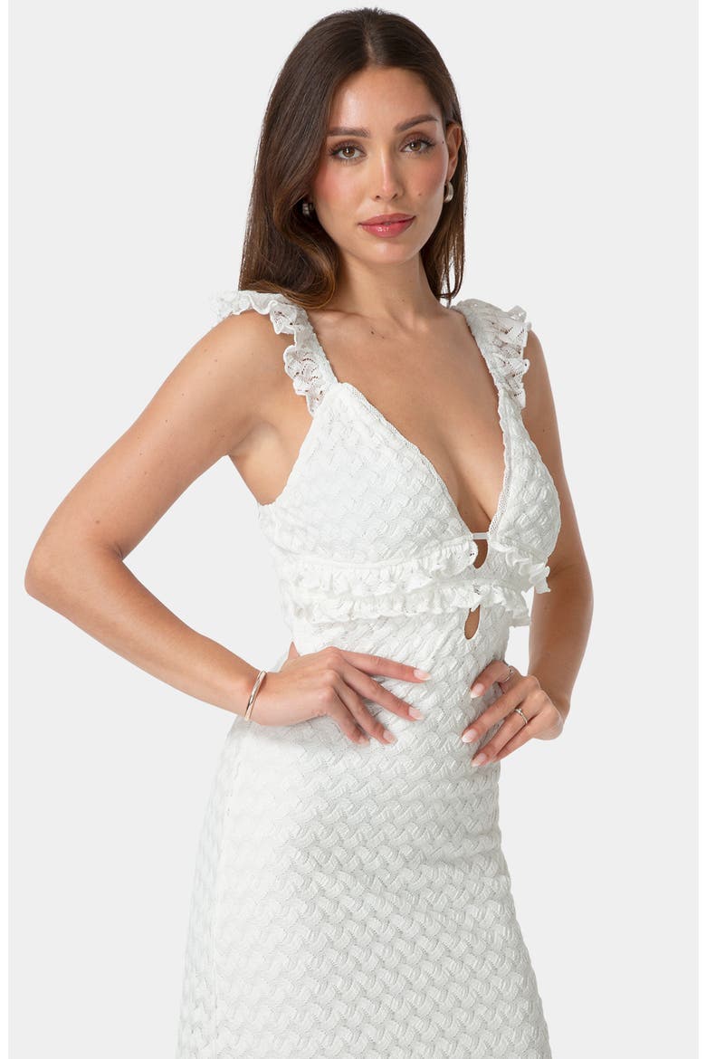 Lace Keyhole Maxi Dress, Alternate, color, WHITE