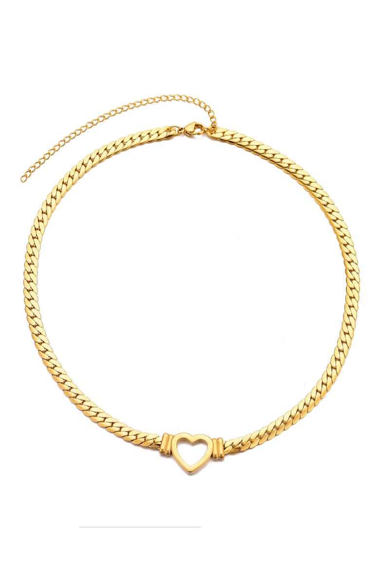 Heart Charm Curb Chain Necklace, Main, color, GOLD