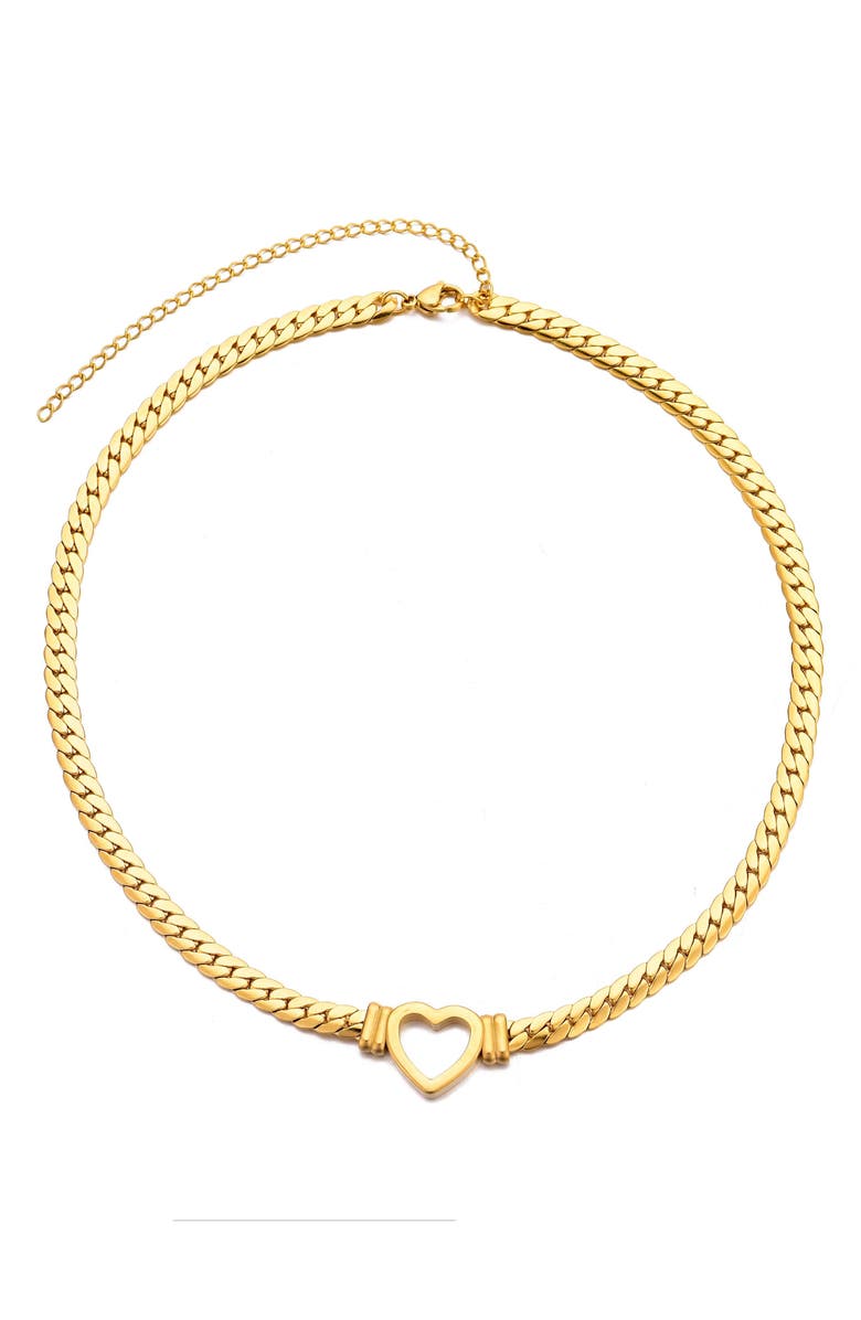 Adornia Heart Charm Curb Chain Necklace, Main, color, Gold