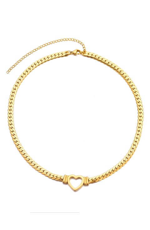 Heart Charm Curb Chain Necklace