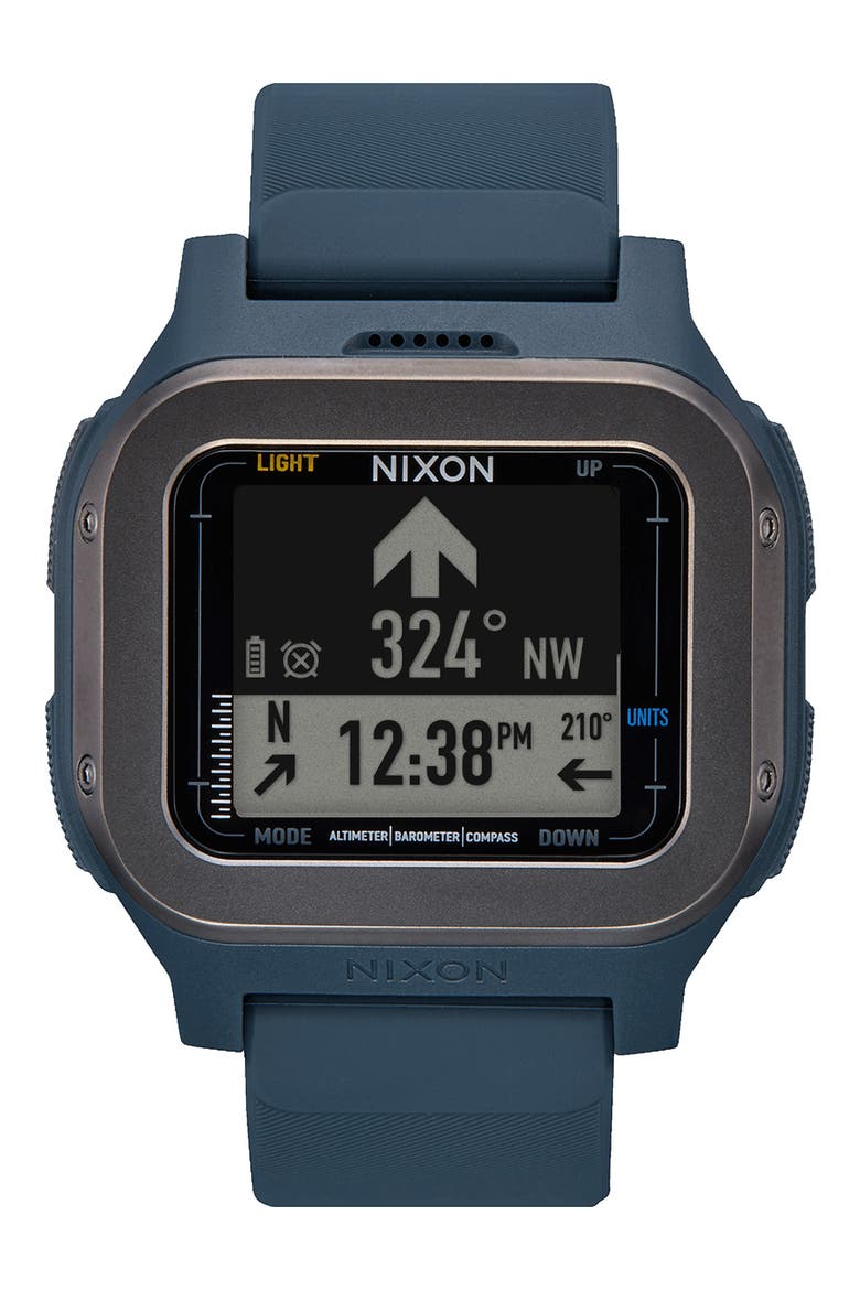Regulus Expedition Silicone Strap Digital Chronograph Watch, 47.5mm, Alternate, color, NAVY