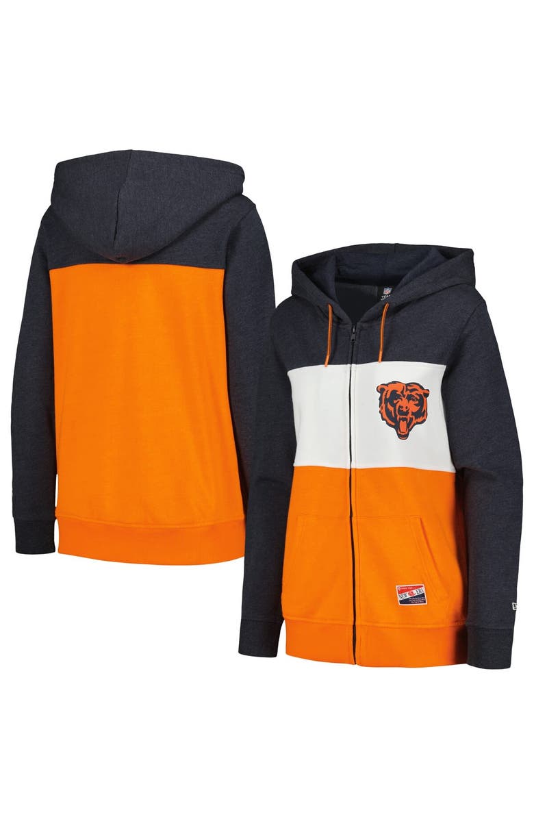 New Era Women's New Era Navy Chicago Bears Color-Block Full-Zip Hoodie, Main, color,