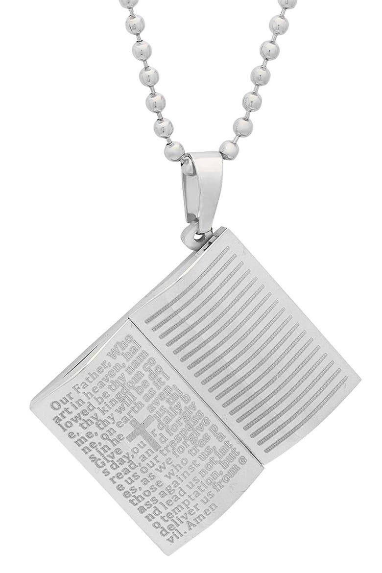 Our Father Prayer Pendant Necklace, Main, color, SILVER